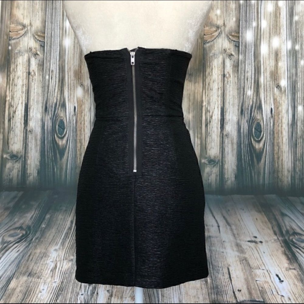 BCBGeneration Black Strapless Draped Front Dress - Picture 2 of 6